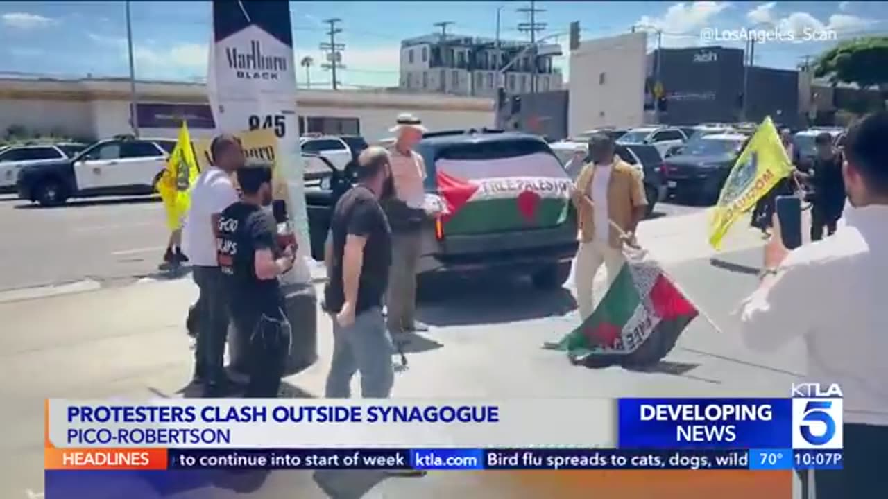 Protesters clash outside synagogue in L.A.