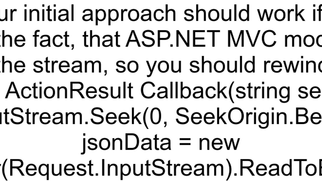 ASPNET MVC Read Raw JSON Post Data