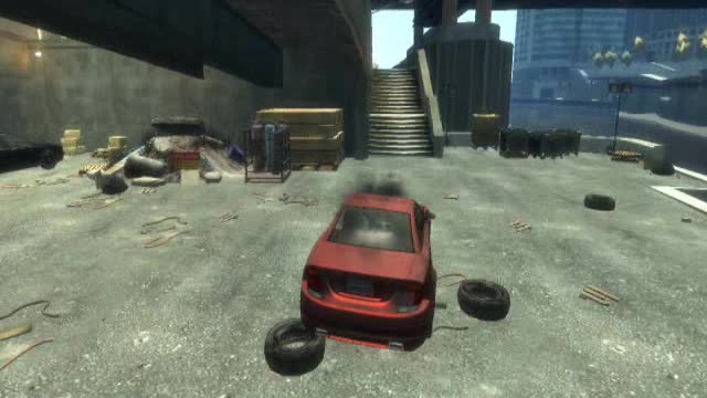 My stunt in GTA IV #7 - Car jumps up the stairs and turns over