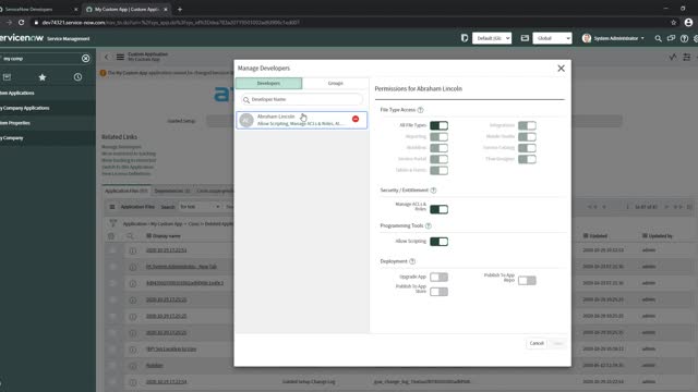 How do you grant delegated development permissions in ServiceNow [Paris]