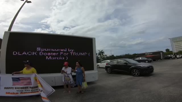 Trump Birthday Flag Wave. West Palm Beach Florida