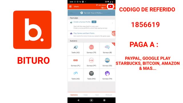 BITURO APP PARA GANAR DINERO A PAYPAL| MINIMO DE PAGO DESDE 1USD AMERICANO