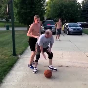 Elderly Man Shows Youngster How To Really Play Basketball