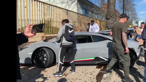 Lamborghini Huracan Performace Crash Leaving Supercars Meet London