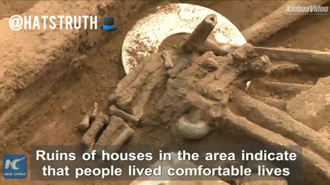 Archaeologists in China find giant human skeletons.