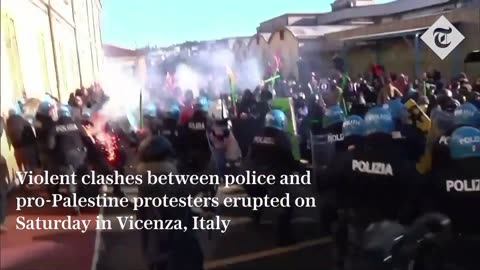 Police clash with pro-Hamas Muslim thugs in Italy