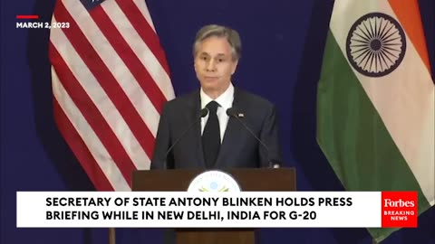 Secretary Of State Antony Blinken Holds Press Briefing While Visiting India For G-20 Summit