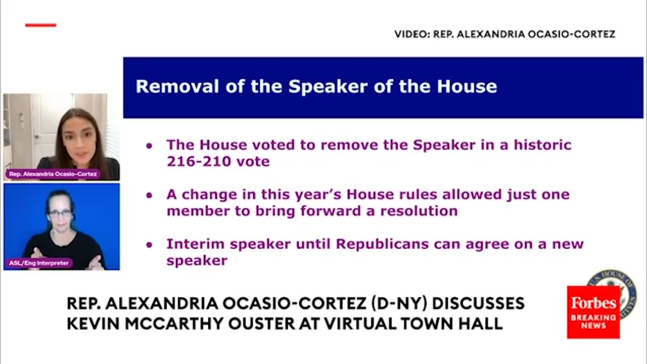 AOC Explains Why Democrats Voted To Remove Kevin McCarthy From Speaker Position