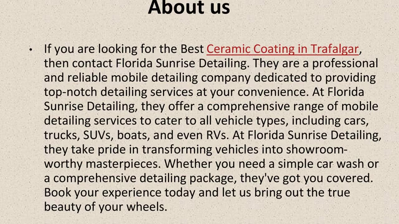 Get The Best RV Detailing in Trafalgar.