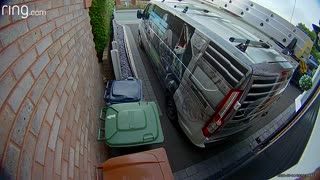 Squirrel Climbs Van to Escape Fox