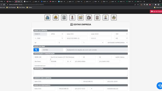 Atualização da tela de empresa com o codigo ibge