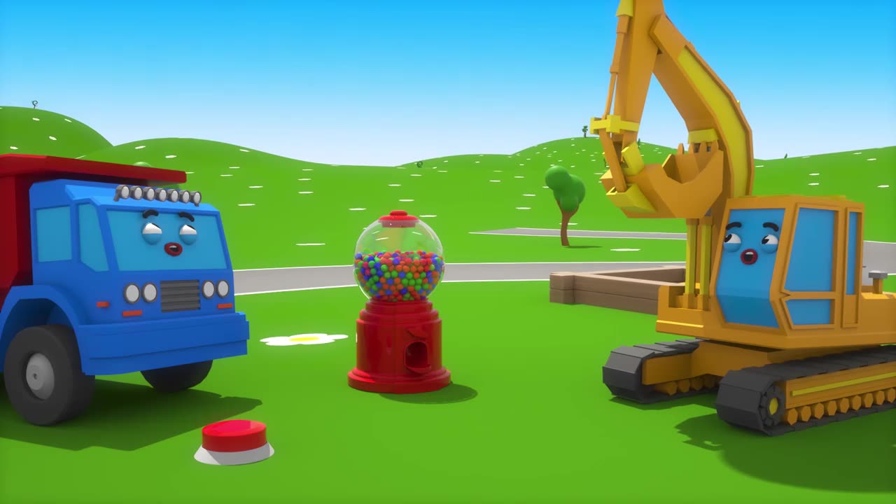 The Gumball Machine Helps The Dump Truck And Other 3D Cars Learn Colors For Kids