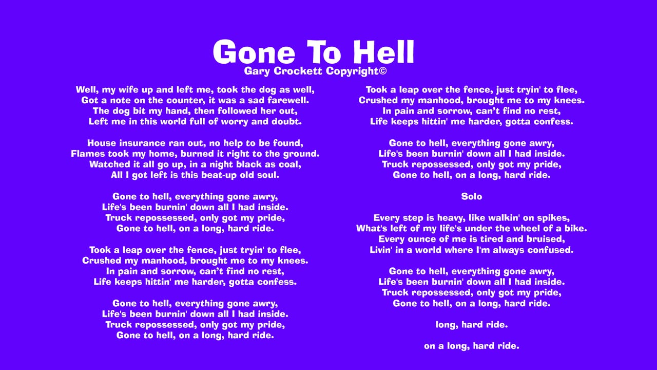 Gone To Hell Song