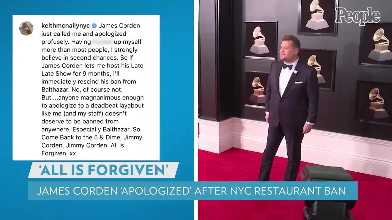 James Corden Apologized Profusely After Being Banned from N.Y.C. Restaurant, Says Owner PEOPLE