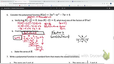 IM3 October 13th Remainder theorem