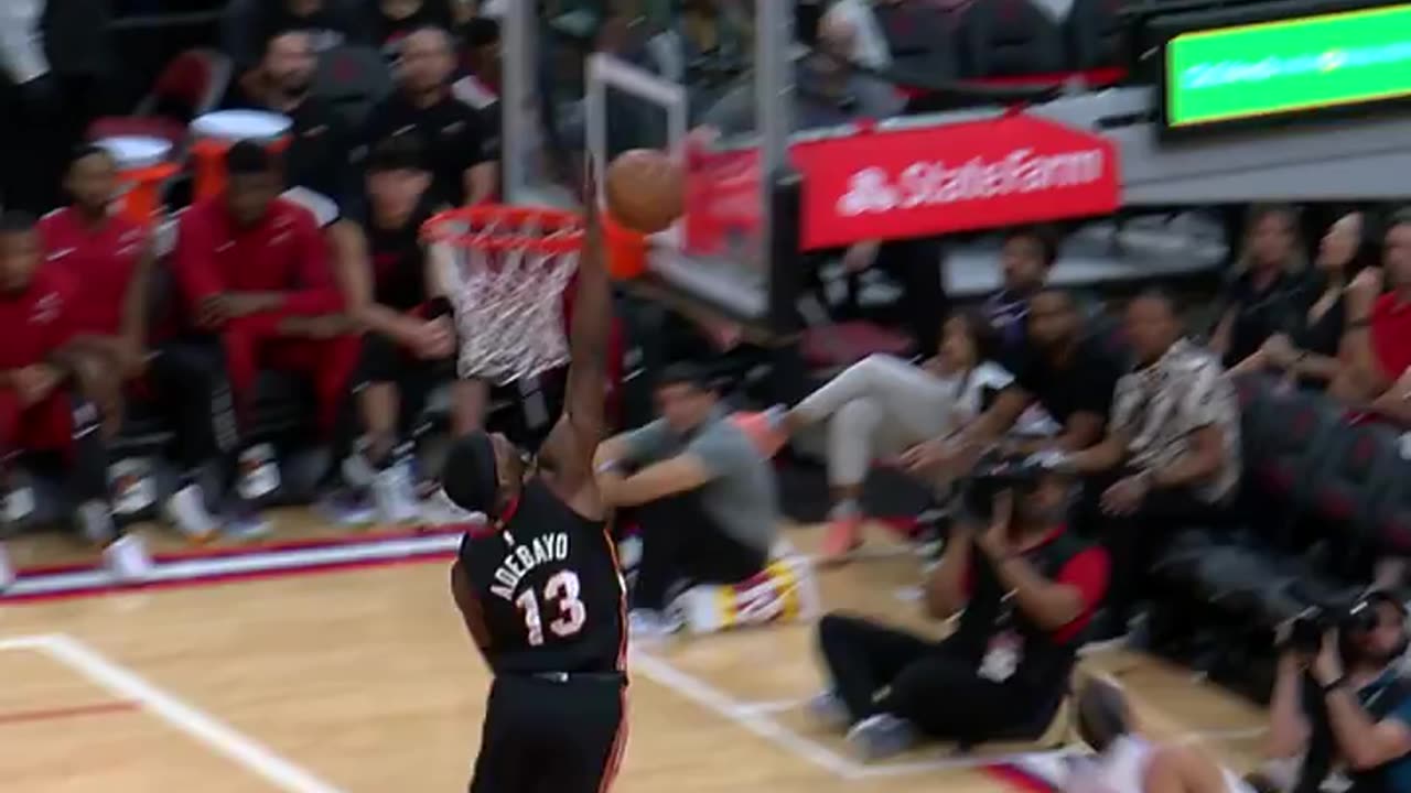 Bam Adebayo pins it off the glass with force! 🚫 Heat-Rockets