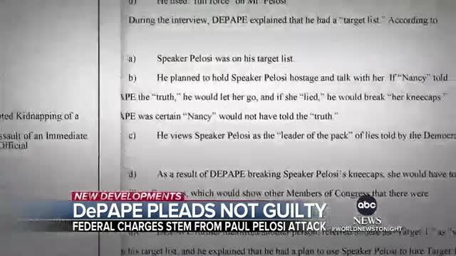 Pelosi attacker pleads not guilty to federal charges