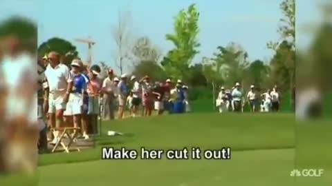 Lady Golfer Hits Crowd Twice