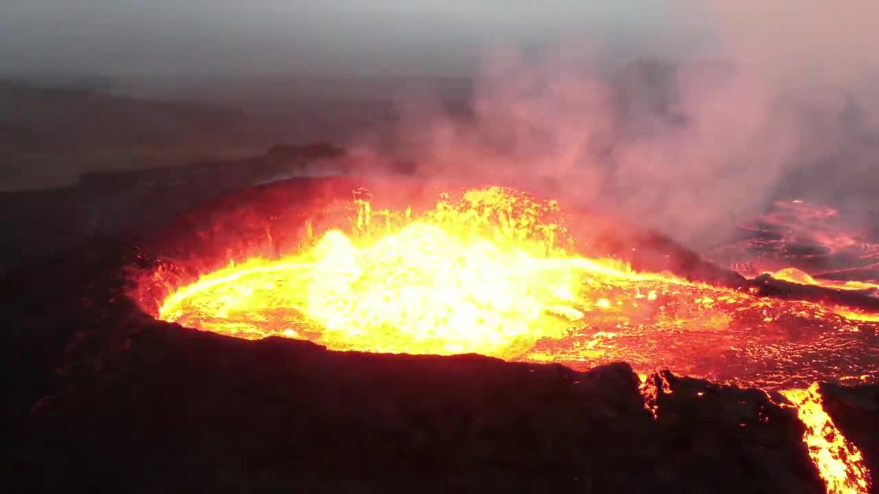 Iceland Geldingadalir Volcano August 14 video with drone