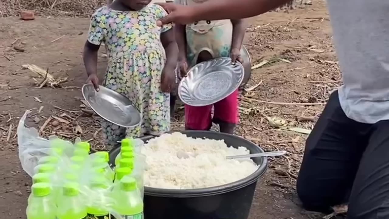 Hungry child eat
