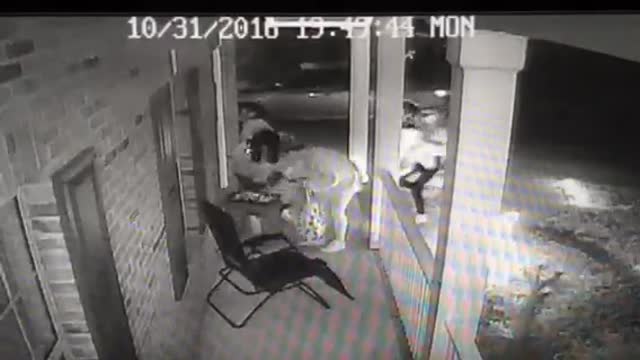 Large Woman and Crew Steal Halloween Candy