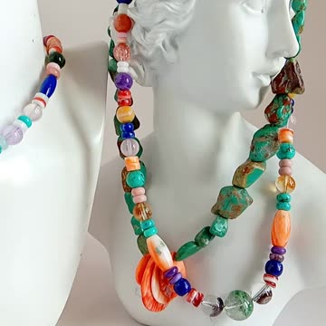 Natural turquoise spiny oyster Citrine Amethyst onyx Bumble bee Lapis lazuli mop Larimar Multi 02