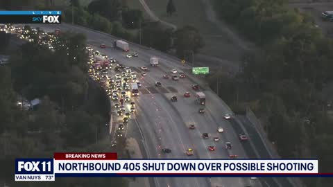 Traffic nightmare on NB 405 Freeway after possible shooting in Van Nuys