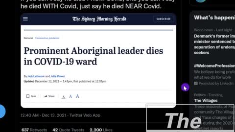 Native Australian Leader Died SUDDENLY In Covid Camp