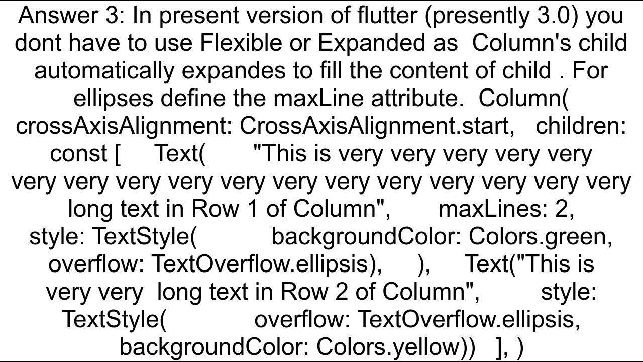 Flutter Text inside an Expanded Widget within a Column overflowing