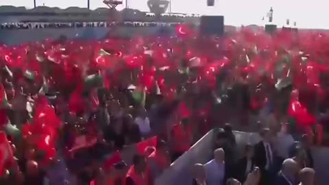 Erdogan speaking at the “Great Palestine Rally”