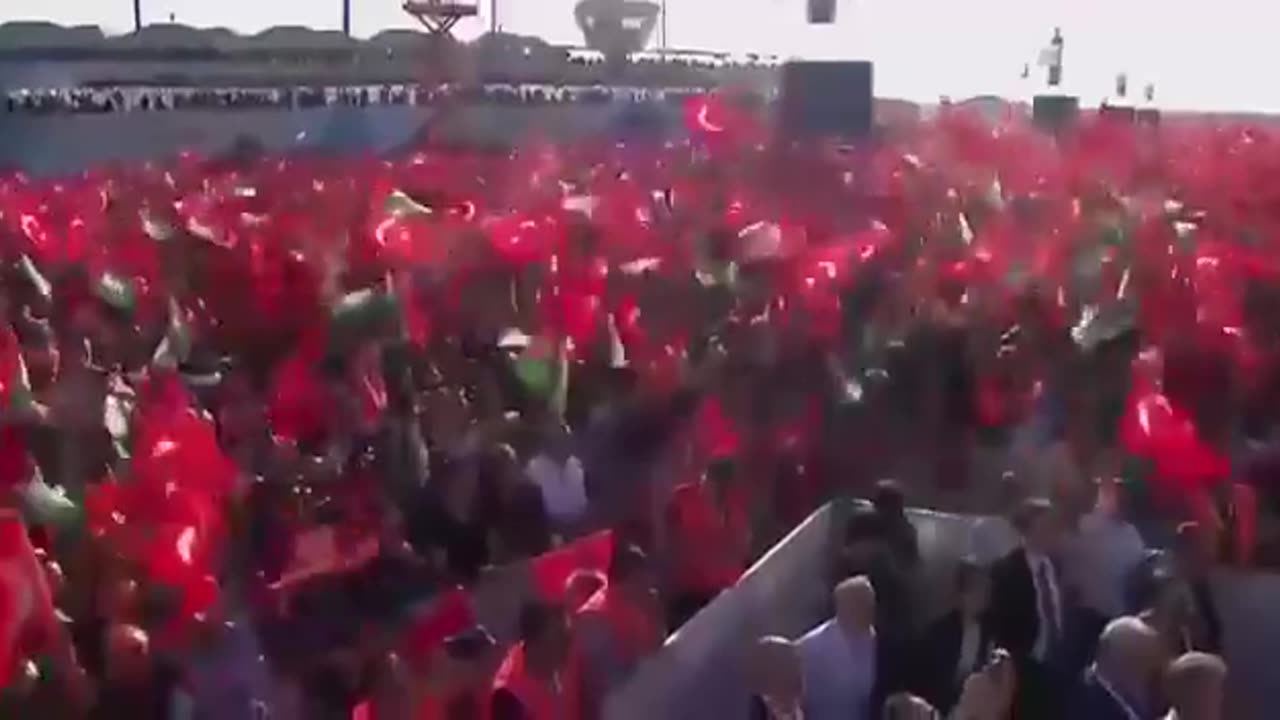 Erdogan speaking at the “Great Palestine Rally”
