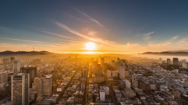 sunset in the city