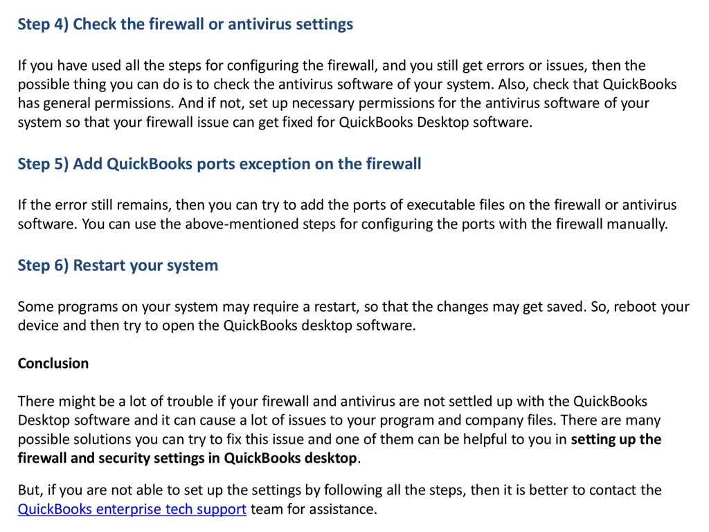 Add and Configure QuickBooks Firewall Ports and Security Settings Manually