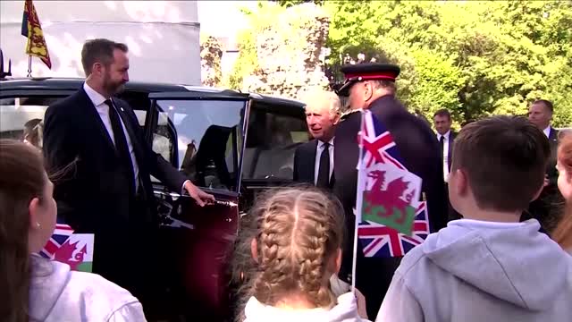 King Charles receives gifts from children in Wales