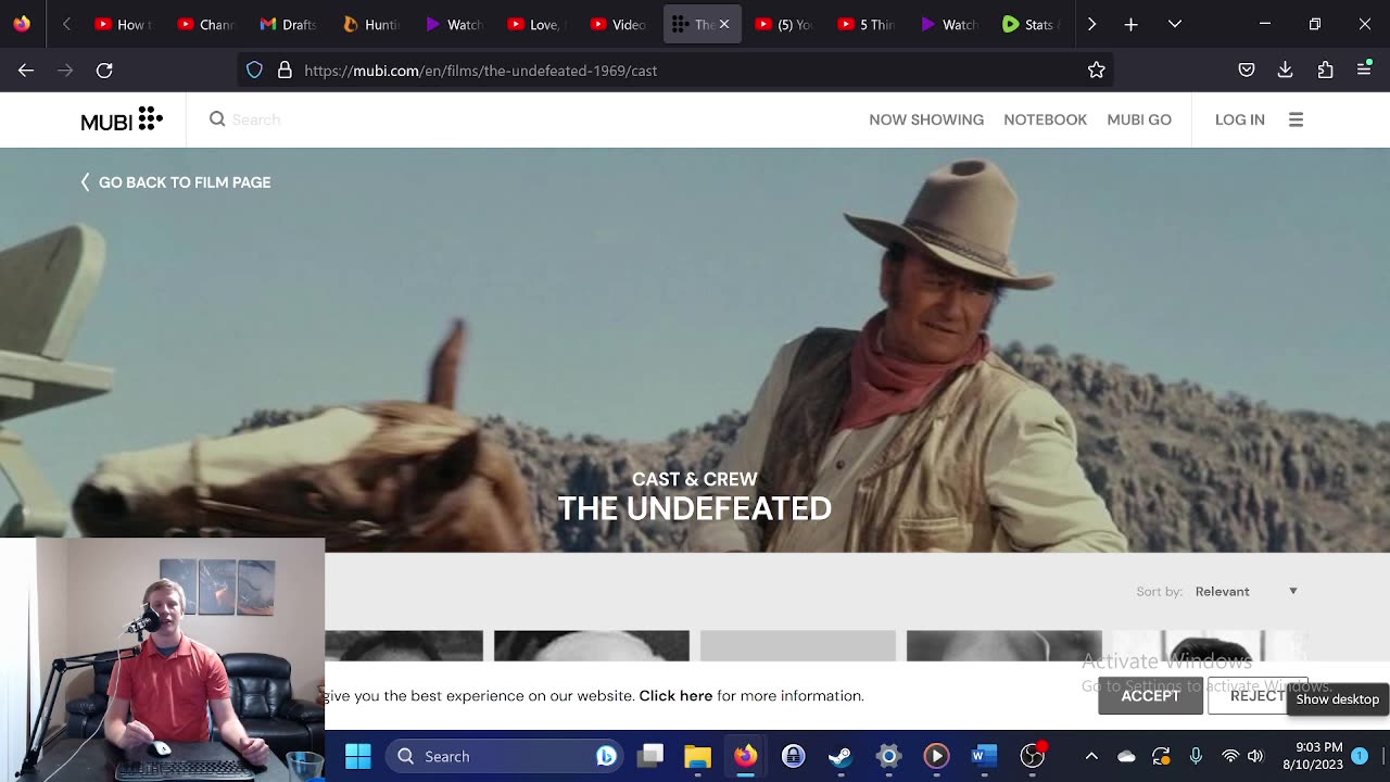 A memory, talking about John Wayne's The Undefeated