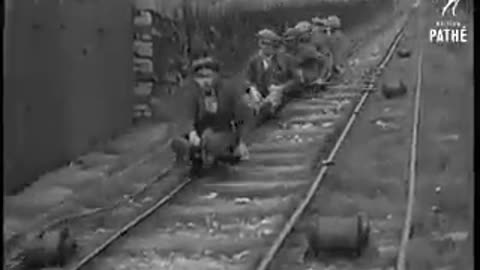 An unusual device used by quarry workers in 1935 to get down the mountain quickly