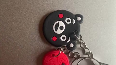 Key Pendant - black bear head and spider man