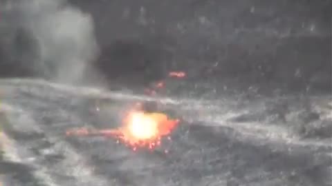 Volcanic eruption caused by throwing stones