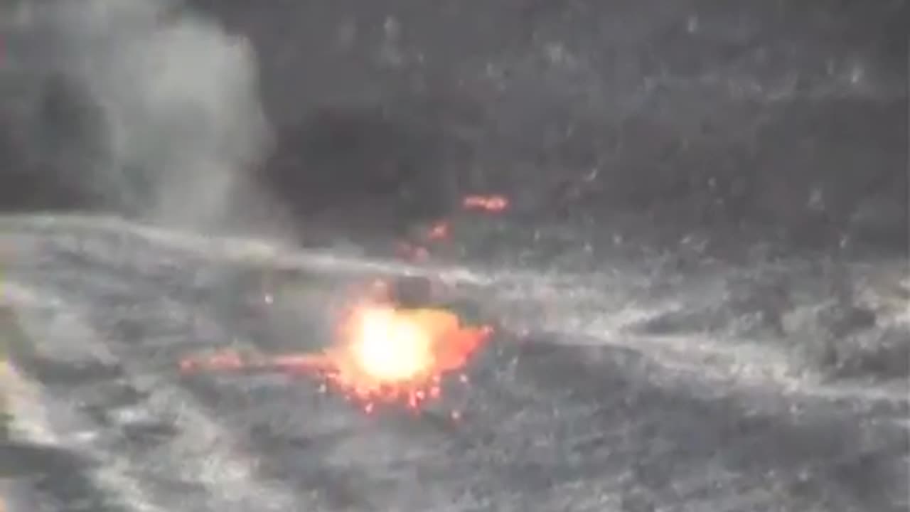 Volcanic eruption caused by throwing stones