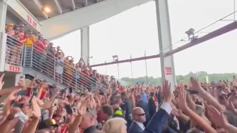 Trump Outside Stadium Iowa Sept 2023