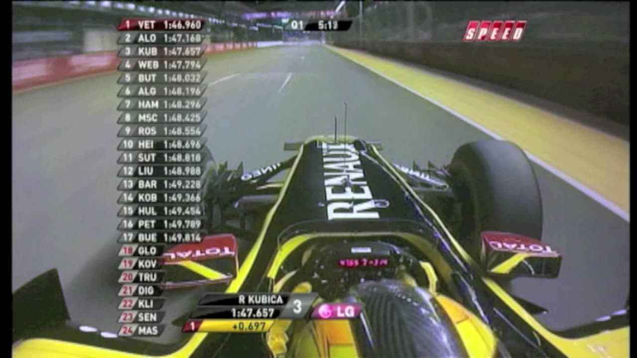 F1 Singapore Qualifying In-Car 2010 pt 1