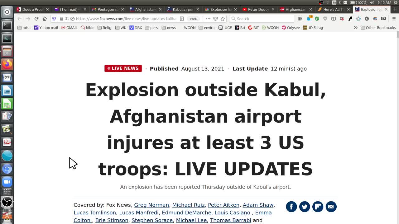 2 EXPLOSIONS OUTSIDE KABUL AIRPORT