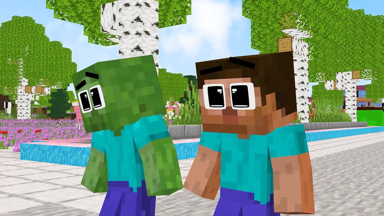 Monster School Baby Zombie Protects Baby Herobrine From a Bad Father - Minecraft Animation