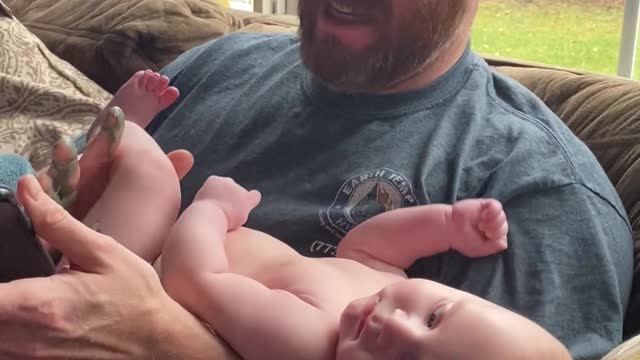 Poor Dad Deals with Poopy Diaper Explosion