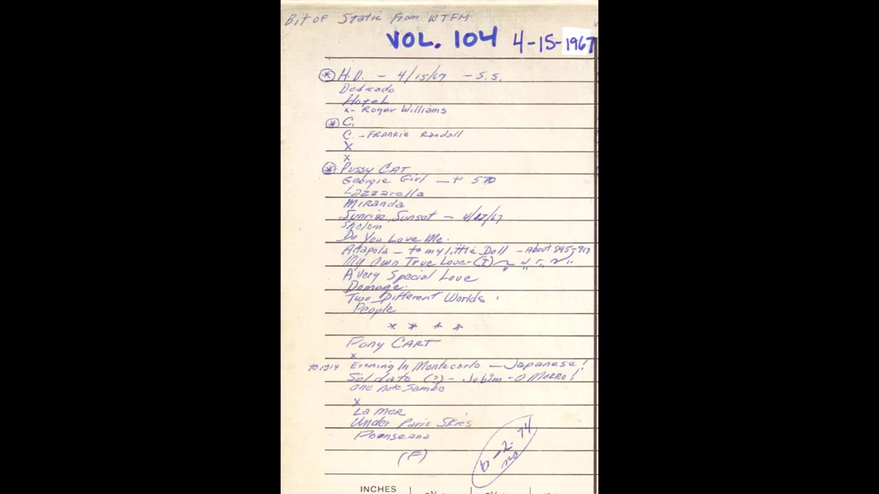WTFM (Vol 104) FM Radio – Lake Success LI – Late 1960s thru 1970s