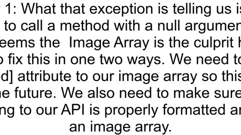 Internal server error Buffer cannot be null after deploying my WebAPI