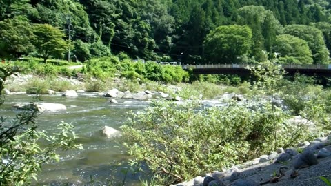 Cooling Down Beside a Mountain River in Japan