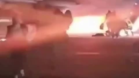 Russian Sukhoi Superjet 100 passenger plane on fire at Turkish Antalia Airport