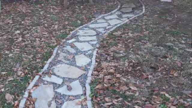 Golden crystal stone stairs and walkway