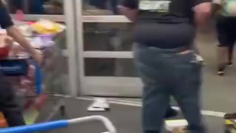 Walmart's security and employees thwarted thieves attempting to leave with loaded shopping carts